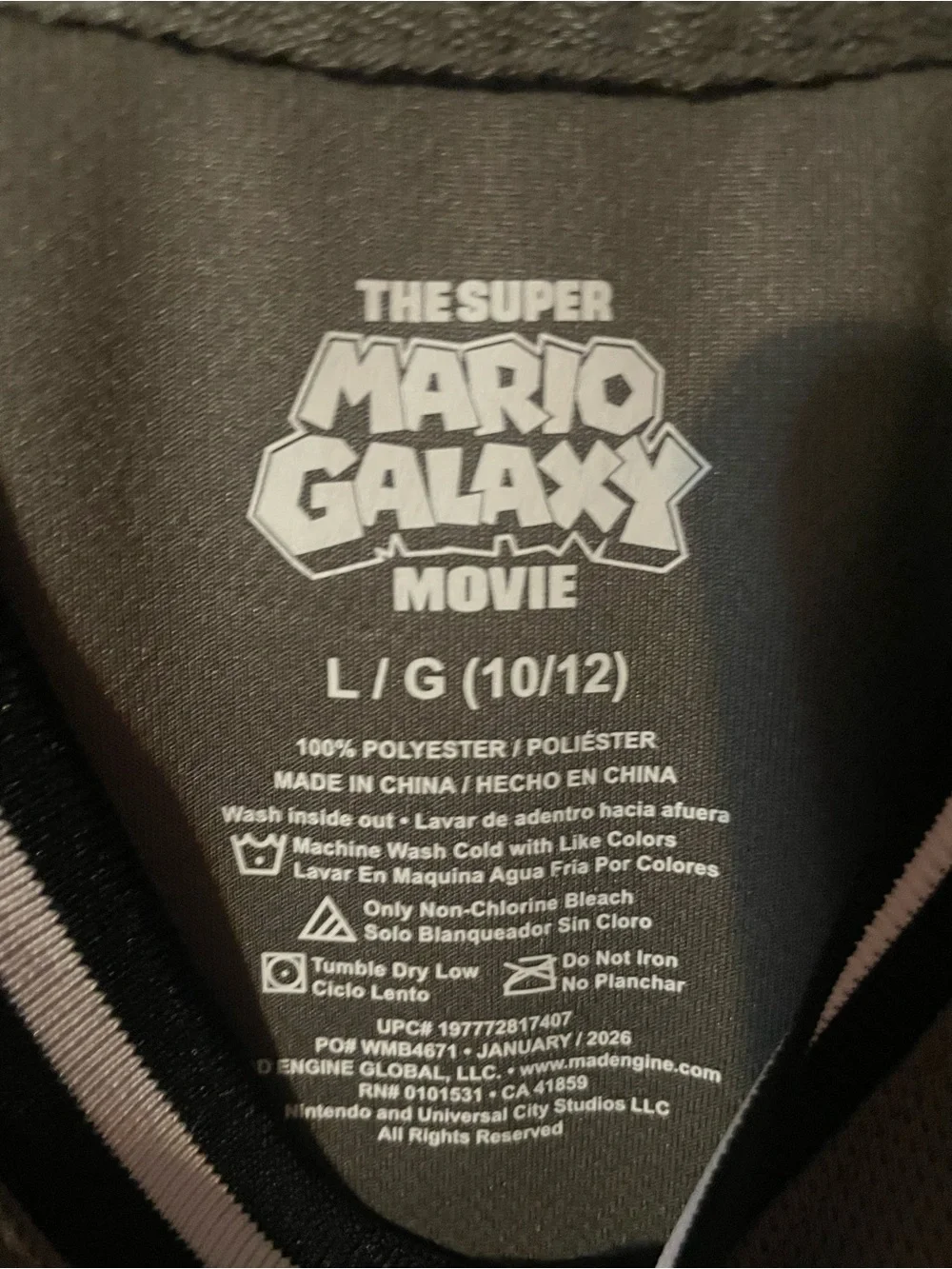 NWT Super Mario Bowser Soccer Jersey Boy Large 10/12 Gray Black Mesh Graphic Tee